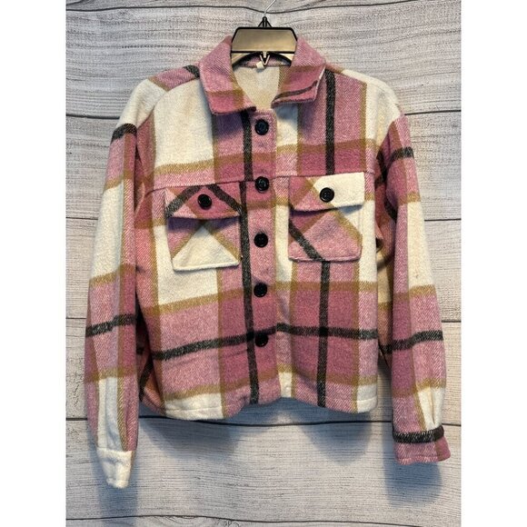Women's Flannel Pink Plaid Jacket Size M - Picture 1 of 3